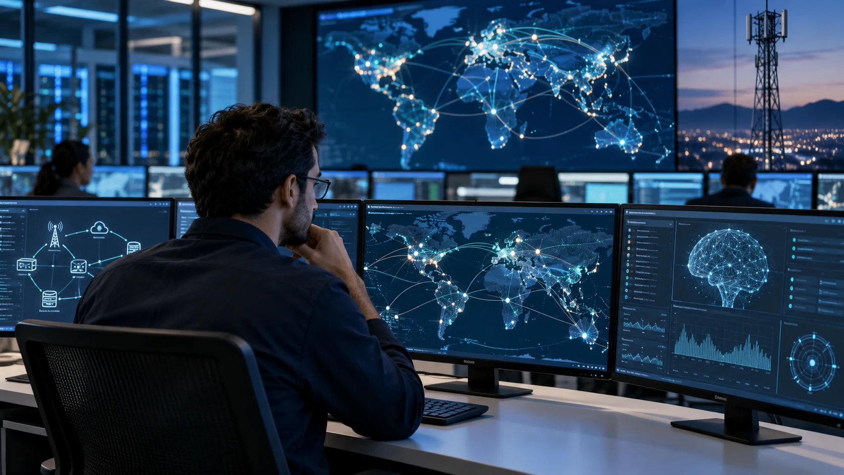 Concept illustration of network engineering and intelligent operations