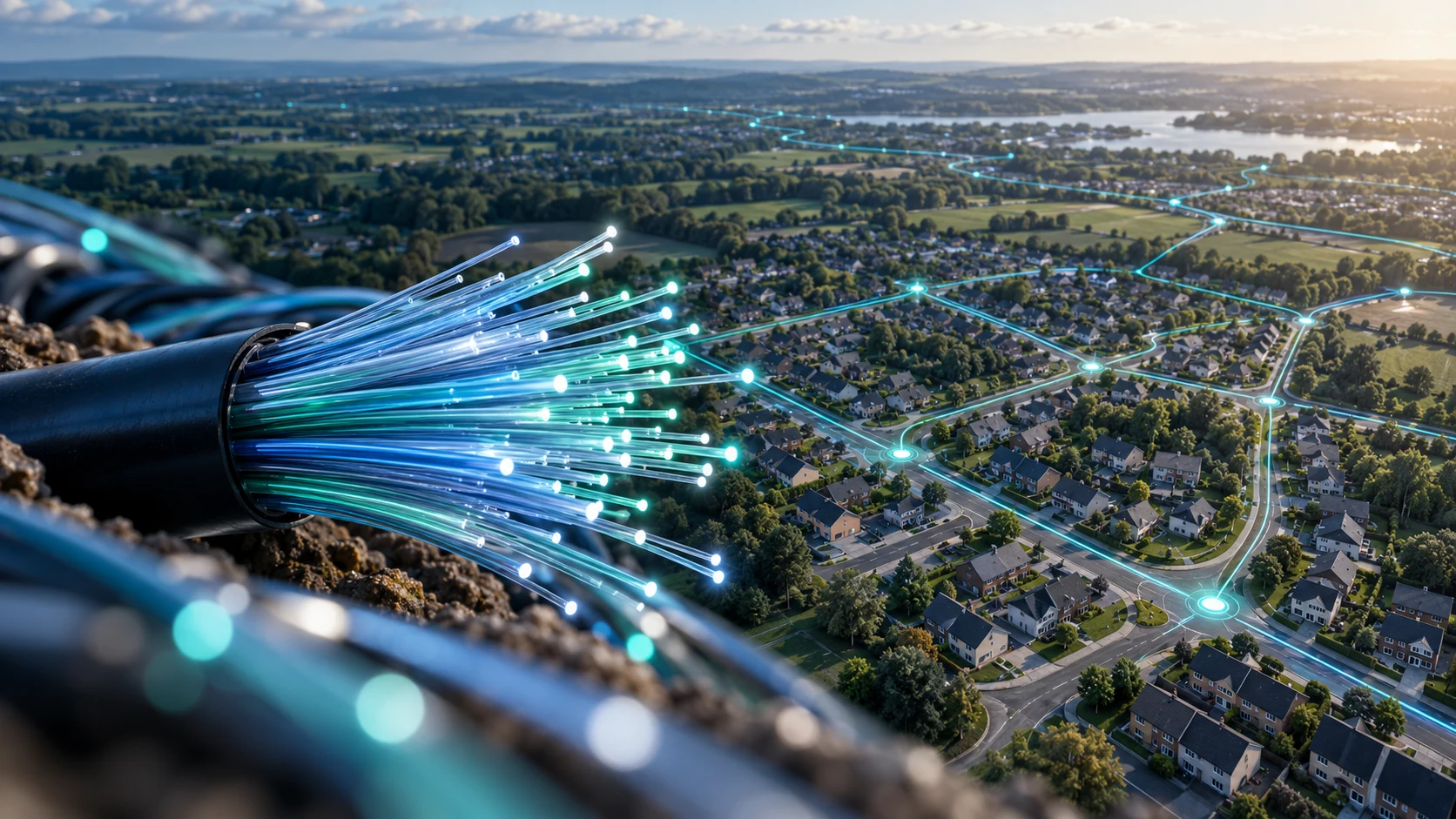 Concept illustration of fibre deployment and spatial network planning