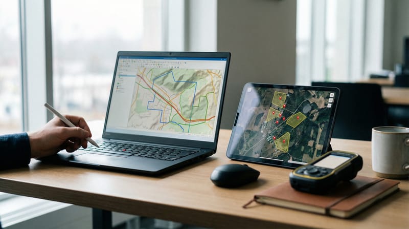 Spatial data and network mapping on engineering screens