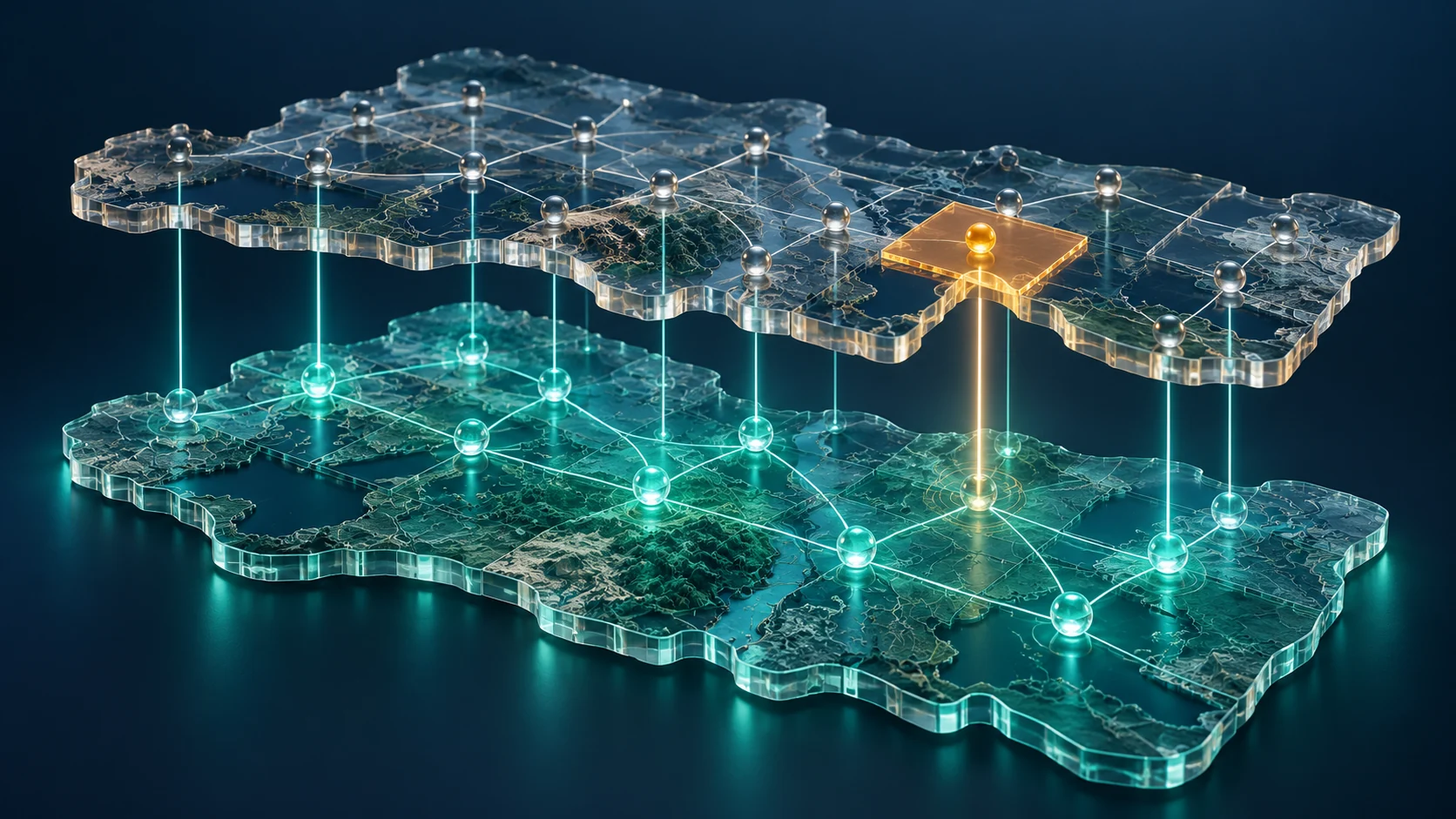 Concept image of two spatial data layers reconciled around a highlighted discrepancy